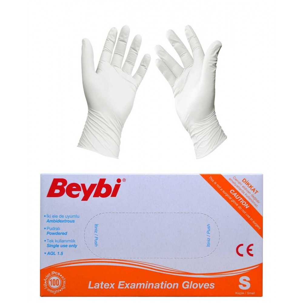 Obrázok BEYBI Latexové rukavice veľkosť S 100 kusov