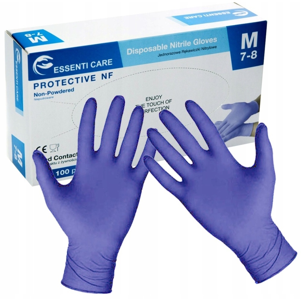 Obrázok ESSENTI CARE Jednorazové nitrilové rukavice veľkosť M 100 kusov
