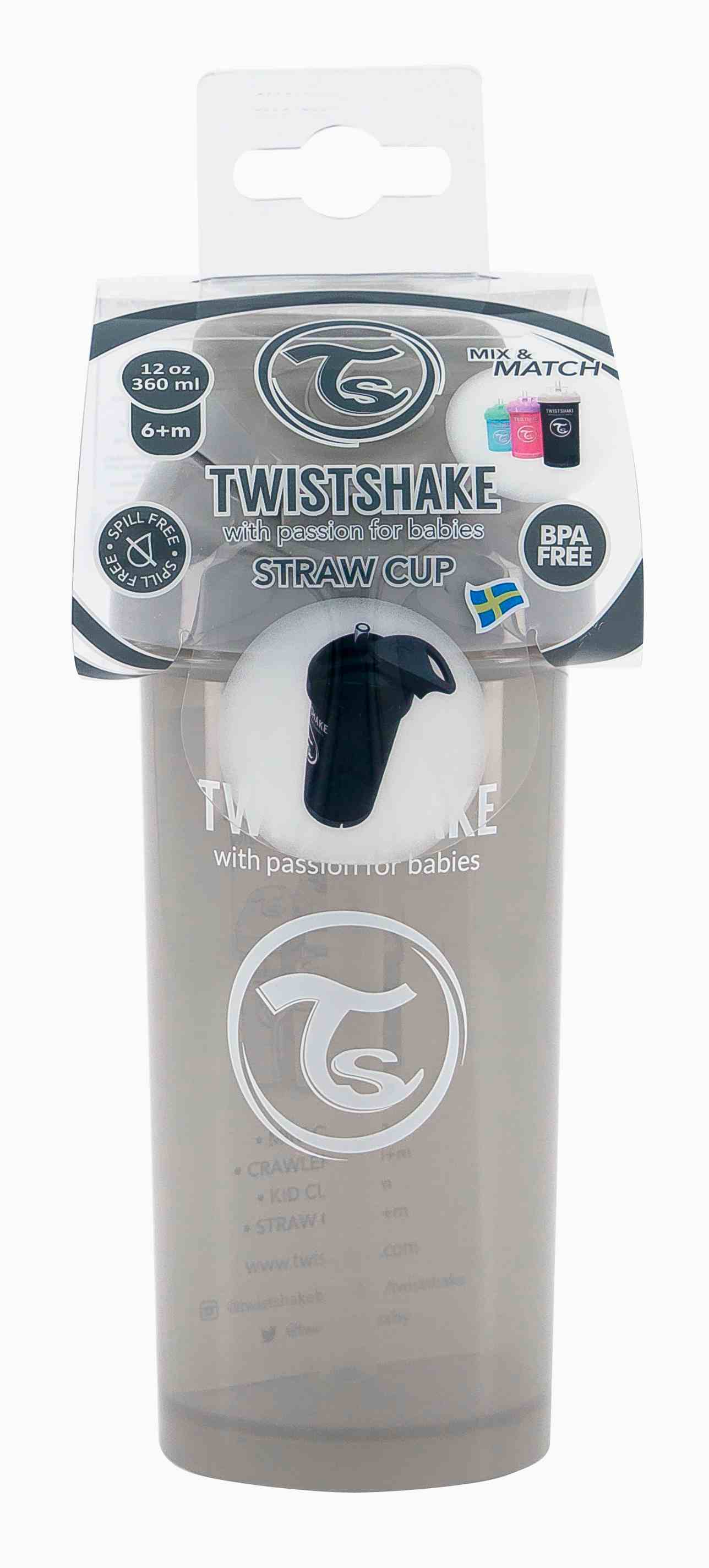 Obrázok TWISTSHAKE Netečúca fľaša so slamkou 6m+ pastelovo sivá 360 ml