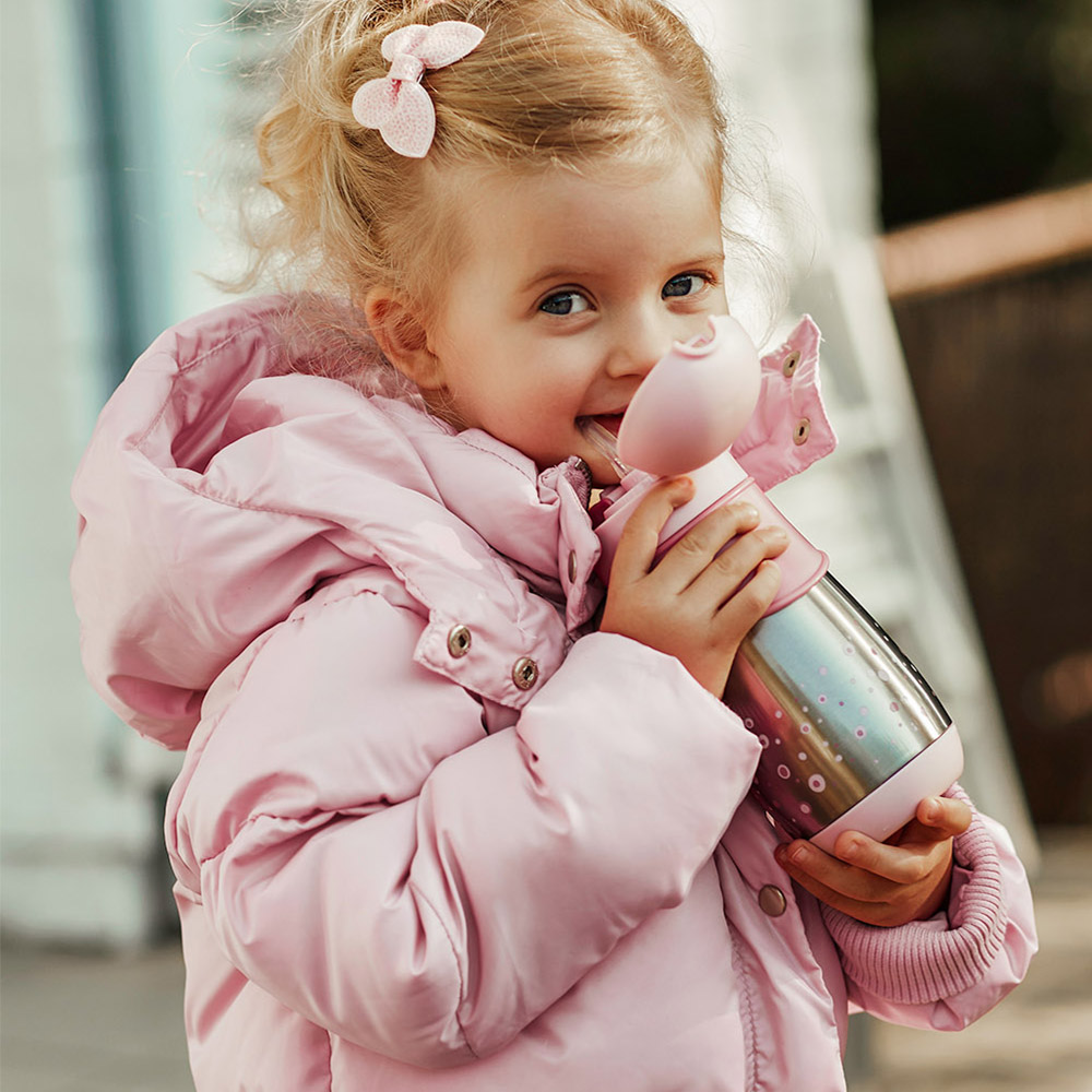 Obr&aacute;zok CANPOL BABIES Termofľa&scaron;a so silik&oacute;novou slamkou ružov&aacute; 12m+ 300 ml