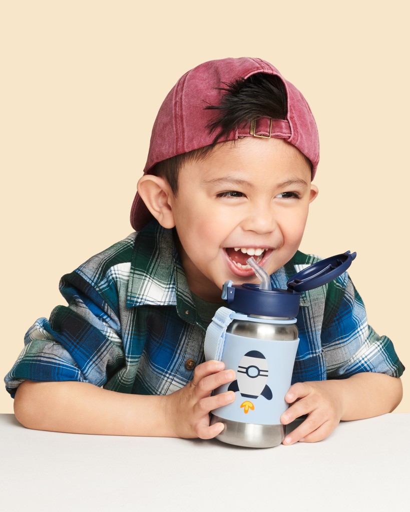 Obr&aacute;zok SKIP HOP Spark style fľa&scaron;a so slamkou na vodu nerez raketa od 1 roku 350 ml