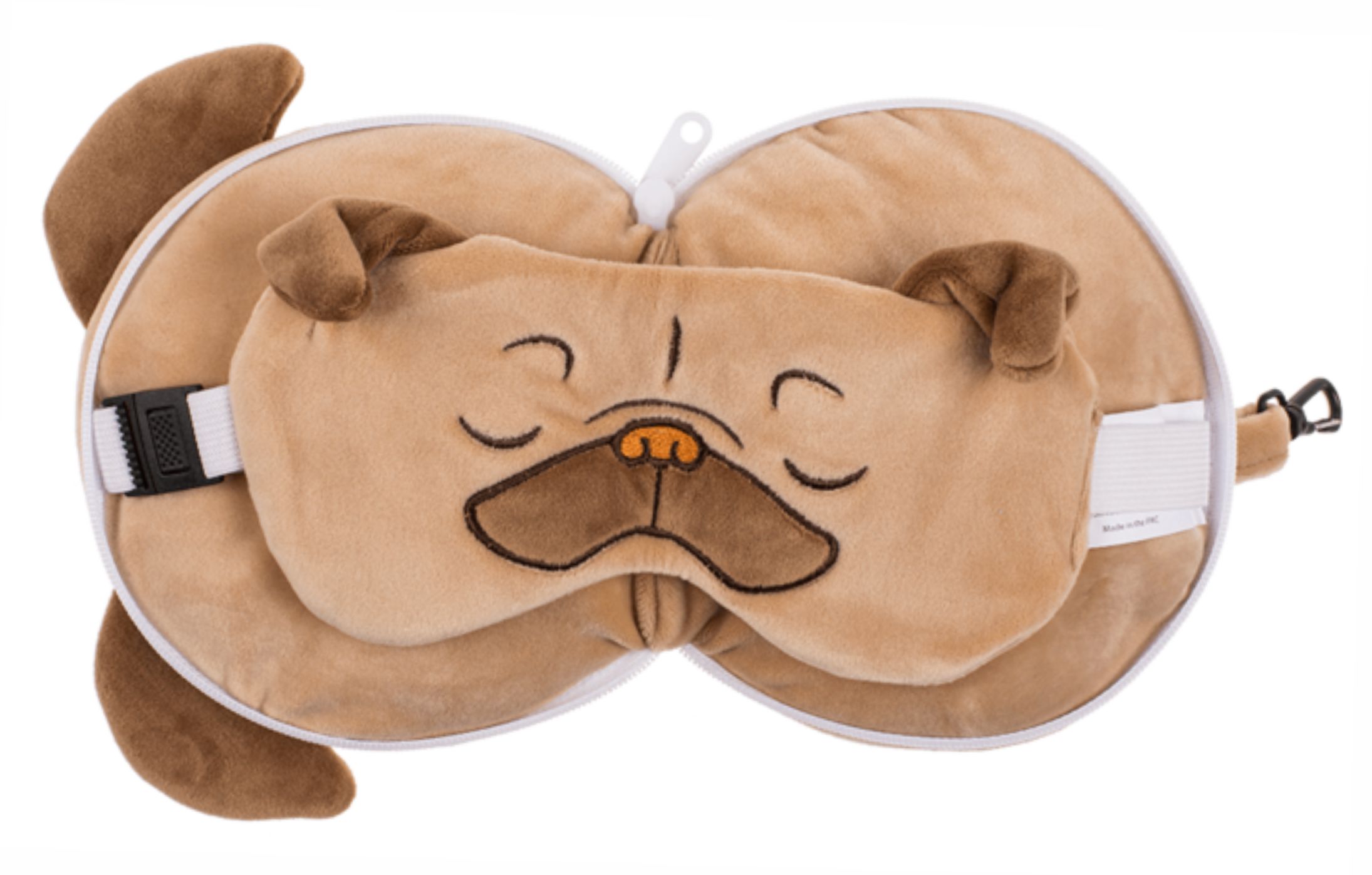 Obr&aacute;zok OOTB Cestovn&yacute; ply&scaron;ov&yacute; vank&uacute;&scaron;ik s maskou na oči mops&iacute;k