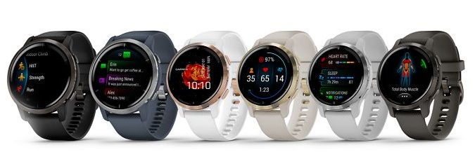 Obr&aacute;zok GARMIN GPS Venu 2S Rose Gold/White Leather Band &scaron;portov&eacute; hodinky