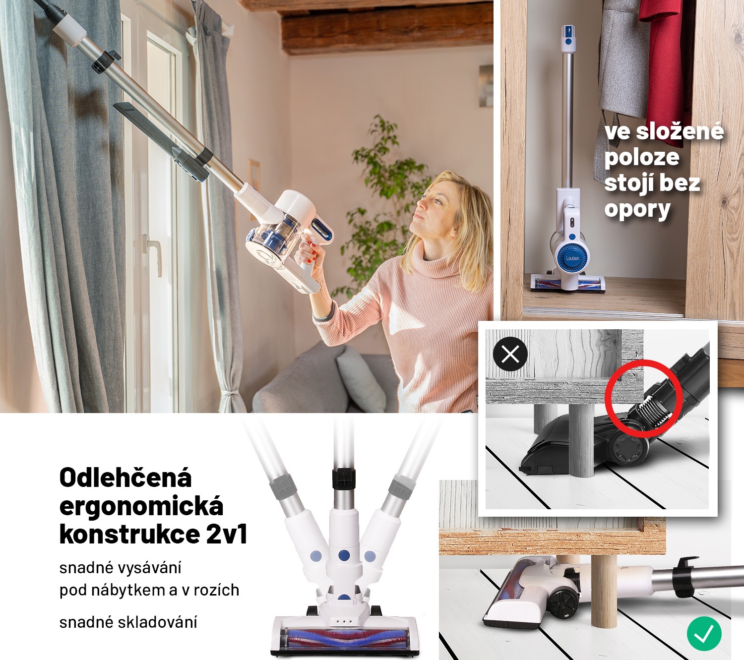 Obr&aacute;zok LAUBEN Stick Vacuum 2in1 22WB tyčov&yacute; vys&aacute;vač