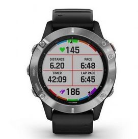 Obr&aacute;zok GARMIN Fenix 6 Glass, GPS &scaron;portov&eacute; hodinky Silver/Black Band