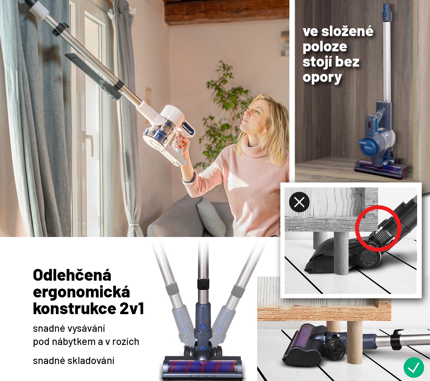Obr&aacute;zok LAUBEN Stick Vacuum 2in1 Plus 22BL Pet tyčov&yacute; vys&aacute;vač (2)